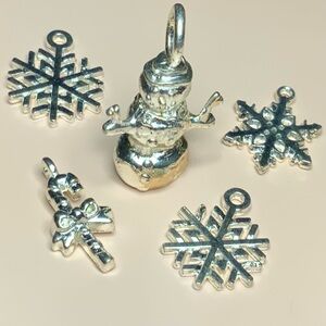 Vintage Silver Tone Winter/Christmas Charms